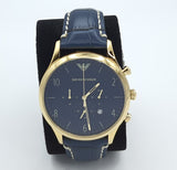 Emporio Armani Chronograph Midnight Blue Dial Blue Leather Strap Watch For Men - AR1862 Authentic Buy Shop Now