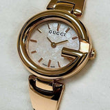 Gucci Guccisima Quartz Mother of Pearl White Dial Rose Gold Steel Strap Watch for Women - YA134512 Authentic Buy Shop Now