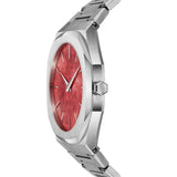 D1 Milano Ultra Thin Red Dial Silver Steel Strap Watch for Men - D1-UTBJ20 Authentic Buy Shop Now