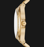 Michael Kors Lennox Three Hand Crystals White Dial Gold Steel Strap Watch For Women - MK6991 Authentic Buy Shop Now