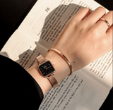 Daniel Wellington Quadro Studio Black Dial Rose Gold Mesh Strap Watch For Women - DW00100518 Authentic Buy Shop Now