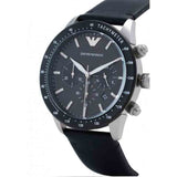 Emporio Armani Mario Chronograph Black Dial Black Leather Strap Watch For Men - AR11243 Authentic Buy Shop Now