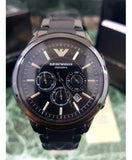 Emporio Armani Ceramica Chronograph Black Dial Black Steel Strap Watch For Men - AR1451 Authentic Buy Shop Now
