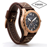 Fossil Nate Chronograph Blue Dial Brown Leather Strap Watch for Men - JR1505 Authentic Buy Shop Now