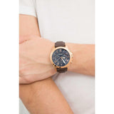 Fossil Grant Chronograph Blue Dial Brown Leather Strap Watch for Men - FS5068 Authentic Buy Shop Now