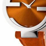 Gucci Interlocking G Quartz Orange Dial Orange Leather Strap Watch For Women - YA133316 Authentic Buy Shop Now