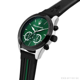 Maserati Traguardo Chronograph Green Dial Black Silicone Strap Watch For Men - R8871612043 Authentic Buy Shop Now