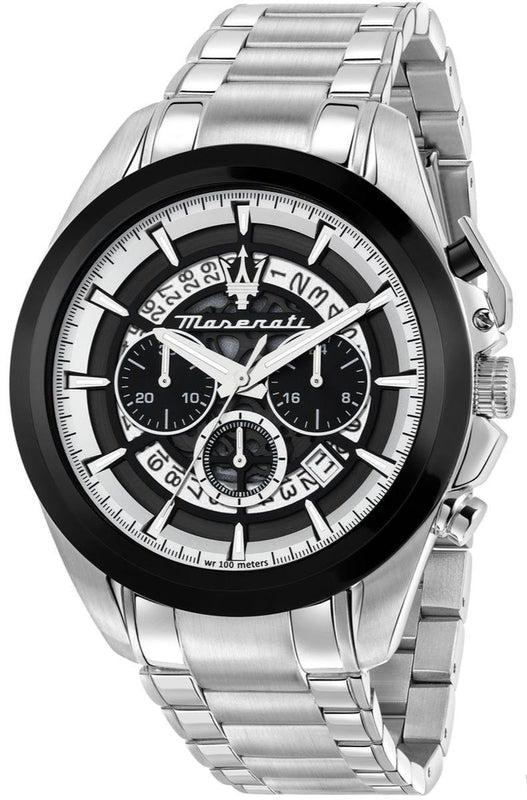 Maserati Traguardo Chronograph Black Dial Silver Steel Strap Watch For Men - R8873612059 Authentic Buy Shop Now