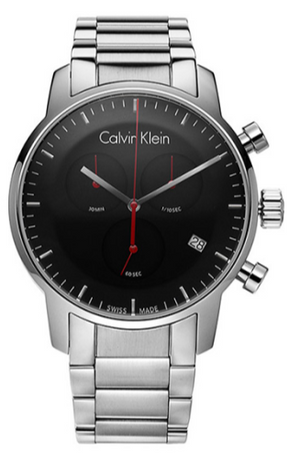 Calvin Klein City Chronograph Black Dial Silver Steel Strap Watch for Men - K2G27141 Authentic Buy Shop Now