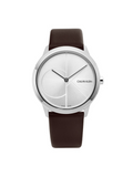 Calvin Klein Minimal Silver Dial Brown Leather Strap Watch for Men - K3M221G6 Authentic Buy Shop Now