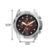 Fossil Bronson Chronograph Red Dial Silver Steel Strap Watch for Men - FS5878 Authentic Buy Shop Now