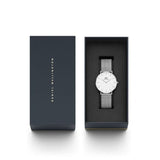 Daniel Wellington Petite Sterling Quartz White Dial Silver Mesh Bracelet Watch For Men - DW00100306 Authentic Buy Shop Now