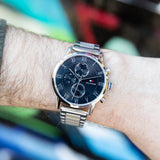 Tommy Hilfiger Kane Chronograph Grey Dial Silver Steel Strap Watch for Men - 1791397 Authentic Buy Shop Now