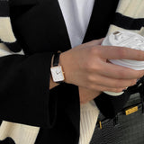 Daniel Wellington Quadro White Dial Black Leather Strap Watch For Women - DW00100434 Authentic Buy Shop Now