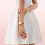 Daniel Wellington Petite Melrose Pink Dial Rose Gold Mesh Strap Watch For Women - DW00100367 Authentic Buy Shop Now