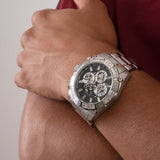 Guess Trophy Chronograph Diamonds Black Dial Silver Steel Strap Watch for Men - GW0390G1 Authentic Buy Shop Now