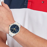 Tommy Hilfiger Lars Chronograph Blue Dial Silver Steel Strap Watch For Men - 1792059 Authentic Buy Shop Now