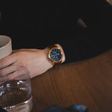 Daniel Wellington Iconic Chronograph Blue Dial Brown Leather Strap Watch For Men - DW00100639 Authentic Buy Shop Now