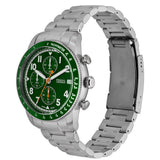 Fossil Sport Tourer Chronograph Green Dial Silver Steel Strap Watch for Men - FS6048 Authentic Buy Shop Now