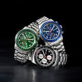 Fossil Sport Tourer Chronograph Green Dial Silver Steel Strap Watch for Men - FS6048 Authentic Buy Shop Now