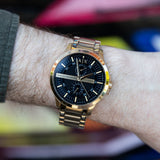 Armani Exchange Hampton Chronograph Black Dial Gold Steel Strap Watch For Men - AX2122 Authentic Buy Shop Now