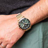 Tommy Hilfiger Jordan Chronograph Green Dial Gold Mesh Strap Watch For Men - 1792093 Authentic Buy Shop Now