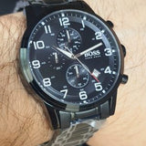 Hugo Boss Chronograph Black Dial Black Steel Strap Watch for Men - 1513180 Authentic Buy Shop Now