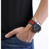 Gucci Dive Black Dial Two Tone NATO Strap Watch For Men - YA136206 Authentic Buy Shop Now