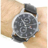 Tommy Hilfiger Kane Quartz Black Dial Black Leather Strap Watch for Men - 1791401 Authentic Buy Shop Now