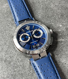 Versace Aion Chronograph Blue Dial Blue Leather Strap Watch for Men - VE1D01220 Authentic Buy Shop Now