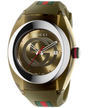 Gucci Sync XXL Quartz Brown Dial Brown Leather Strap Watch For Men - YA137106 Authentic Buy Shop Now