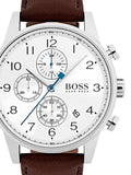Hugo Boss Navigator White Dial Brown Leather Strap Watch for Men - 1513495 Authentic Buy Shop Now
