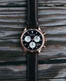 Movado Heritage Calendoplan Chronograph Black Dial Brown Leather Strap Watch for Men - 3650021 Authentic Buy Shop Now
