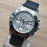 Marc Jacobs Blade Chronograph White Dial Black Leather Strap Watch for Women - MBM1189 Authentic Buy Shop Now