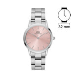 Daniel Wellington Iconic Link Pink Dial Silver Steel Strap Watch For Women - DW00100327 Authentic Buy Shop Now