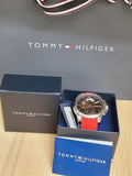 Tommy Hilfiger Decker Quartz Black Dial Red Rubber Strap Watch for Men - 1791351 Authentic Buy Shop Now