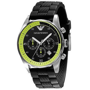 Emporio Armani Chronograph Black Dial Black Rubber Strap Watch For Men - AR5865 Authentic Buy Shop Now