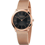 Calvin Klein Minimal Black Dial Rose Gold Mesh Bracelet Watch for Women - K3M2262Y Authentic Buy Shop Now