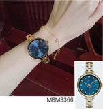 Marc Jacobs Sally Blue Dial Gold Steel Strap Watch for Women - MBM3366 Authentic Buy Shop Now