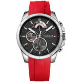 Tommy Hilfiger Decker Quartz Black Dial Red Rubber Strap Watch for Men - 1791351 Authentic Buy Shop Now
