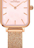 Daniel Wellington Quadro Pressed Melrose Pink Dial Pink Mesh Bracelet Watch For Women - DW00100510 Authentic Buy Shop Now