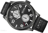 Hugo Boss Aeroliner Chronograph Black Dial Black Leather Strap Watch For Men - 1513086 Authentic Buy Shop Now