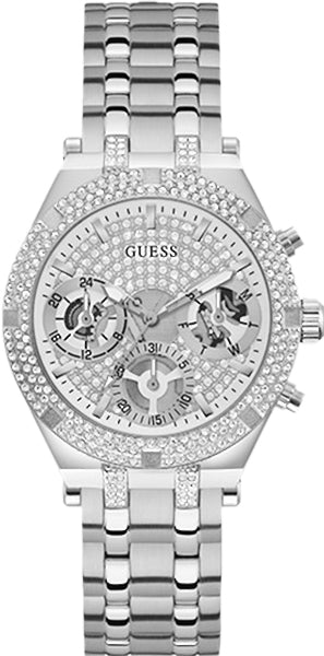 Guess Heiress Multifunction Diamonds Silver Dial Silver Steel Strap Watch for Women - GW0440L1 Authentic Buy Shop Now