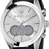 Maserati Traguardo Chronograph Silver Dial Black Rubber Strap Watch for Men - R8871612012 Authentic Buy Shop Now