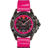 Versace Icon Active Chronograph Quartz Black Dial Pink Rubber Strap Watch For Men - VEZ700221 Authentic Buy Shop Now
