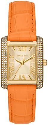 Michael Kors Emery Three Hand Rose Gold Dial Orange Leather Strap Watch For Women - MK2983 Authentic Buy Shop Now