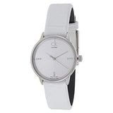 Calvin Klein Accent Silver Dial White Leather Strap Watch for Women - K2Y2Y1KW Authentic Buy Shop Now