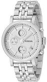 Fossil Boyfriend Chronograph Silver Dial Silver Steel Strap Watch for Women - ES2198 Authentic Buy Shop Now