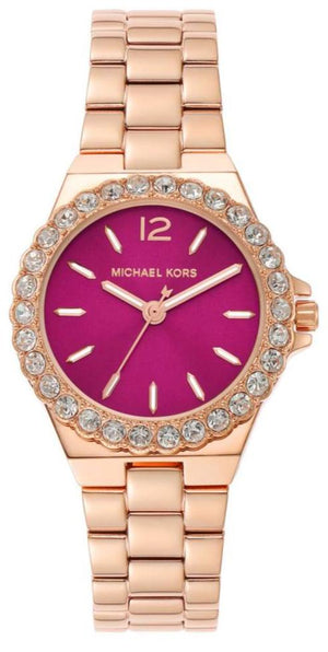 Michael Kors Lennox Analog Pink Dial Rose Gold Steel Strap Watch For Women - MK7396 Authentic Buy Shop Now