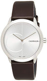Calvin Klein Minimal Silver Dial Brown Leather Strap Watch for Men - K3M221G6 Authentic Buy Shop Now